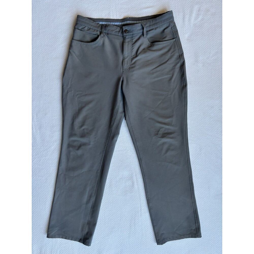 Footjoy Performance Golf Pant Flat Front 4-Way Stretch Plaid Gray Size 36x30